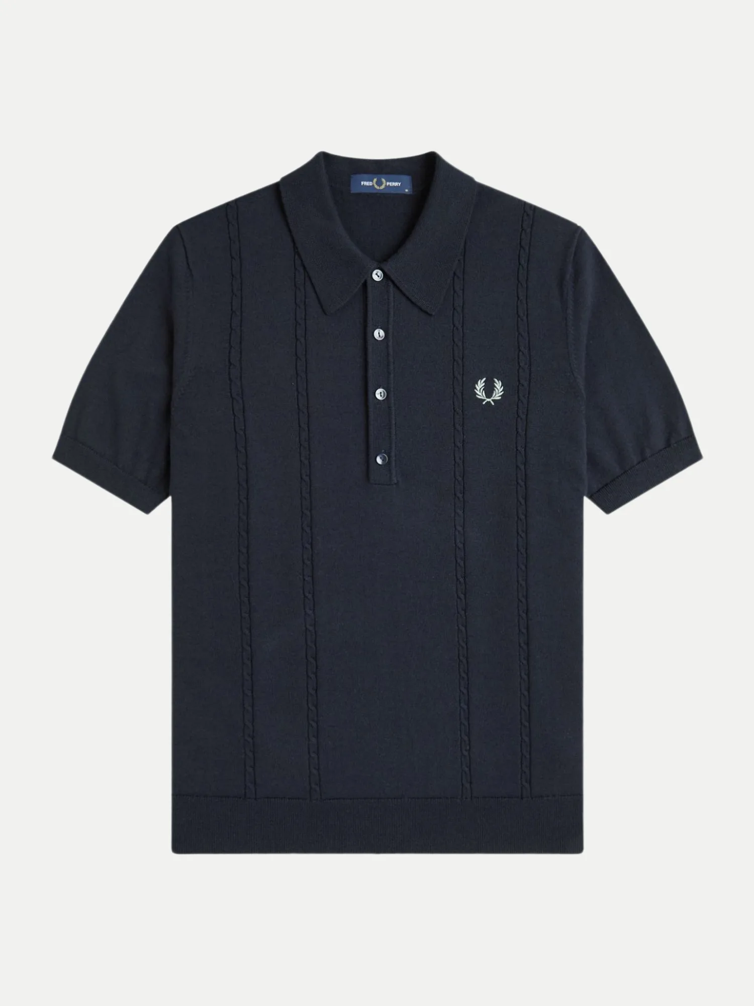 Strickpolo mit Zopfmuster Schwarz M - Fred perry - FashionsVida