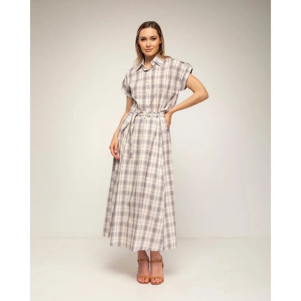 Conjunto de mujer 100% algodón, de camisa y falda de vuelo de cuadros - Tantra - FashionsVida