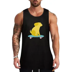Skateboarding Dog Tank Top Essential Sleeveless Shirt Solid Basic Tank Top