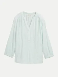 Bluse mit Streifenmuster Weiß 44