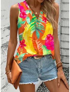 Women'S Sleeveless Shirt with a Featuring a Tropical Rainforest Floral Print Casual Wear - Aliexpress - FashionsVida