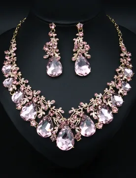 Fashionable and elegant multi-purpose gemstone necklace and earrings set for a bride's wedding dress party outfit - Aliexpress - FashionsVida