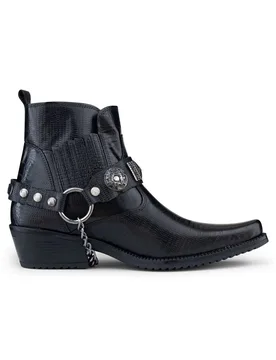 Mens Black Winklepicker Western Gothic Boots - Size Eu 40 - Infinity Leather - FashionsVida