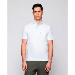 Polo de hombre manga corta de piqué con bolsillo