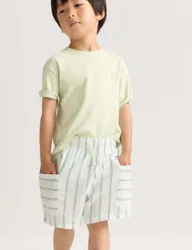Linen Blend Cargo Shorts (2-8 Yrs) Ecru Mix male