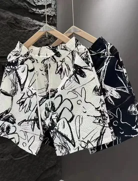 Design Graffiti Shorts Men's Summer Thin High Street Personality Sports Cropped Casual Pants Quick-Drying Beach Five Pants - Aliexpress - FashionsVida