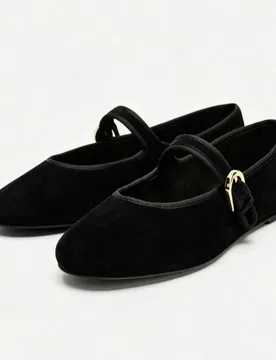 Zapatos planos de mujer estilo ballet retro cómodos de tacón bajo, zapatos planos tipo Mary Jane de ante, marrón, regalo del Día de la Madre - Shein - FashionsVida
