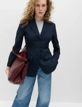 Button Cinched Single Breasted Blazer Navy female - M&S - FashionsVida