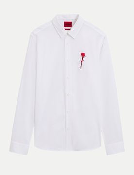 HUGO Relaxed-Fit Hemd Emero Weiß S