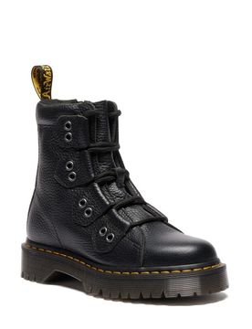 Bikerboot - 1460 BEX LTT 4 Tie Boot - Black Milled Nappa - EU36 bis EU41 - für Damen - Größe EU36 - schwarz - Frauen - female