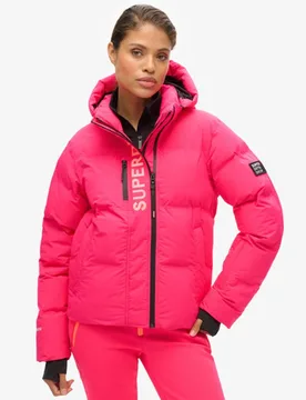 Superdry Damen Gesteppt Kastige Ski Jacke Mit Kapuze, Rosa - Größe: 36 - 299.99 - FashionsVida