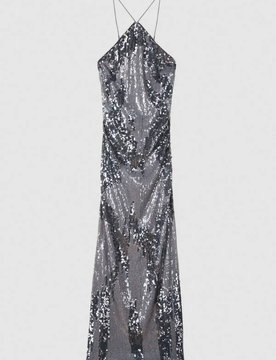 Abito all over paillettes donna grigio