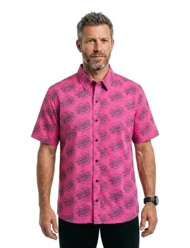 Chemise à Manches Courtes Broken Dot Hot Pink XL