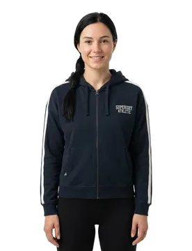 Felpa Con Zip Athletic Essentials Relaxed Fit Eclipse Navy XL - Superdry - FashionsVida