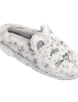 Kuschel-Pantolette "Miezi" 40 grau weiss - wonderwalk Home - FashionsVida