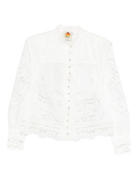 Blusa Con Ricami Floreali In Cotone