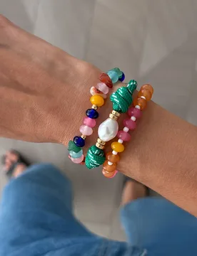 Colorful Stone Beaded Bracelets Set Pearl Green Knotted Cord Rope Bracelet Boho Stackable Summer Wrist Jewelry for Women - Aliexpress - FashionsVida