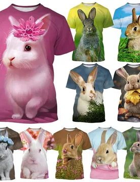 New Fashion Animal Rabbit 3D Printed T-shirt Men's and Women's Summer Casual Short Sleeve Crewneck Shirt Top - Aliexpress - FashionsVida