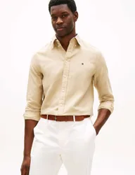 Regular Fit Linen Blend Shirt Stone male