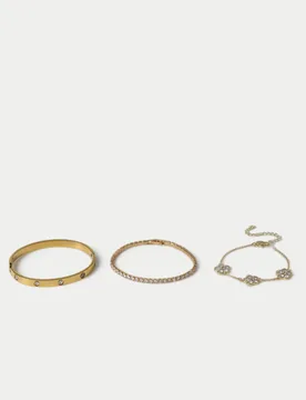 Cubic Zirconia Multi Pack Bracelets Gold female - M&S - FashionsVida