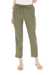 Pantalone in lino VERDE OLIVA 48