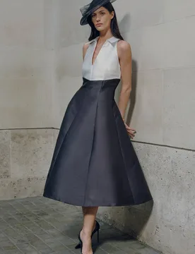 Women's Twill Contrast Tux Tailored Dress in Mono Size: 12 - Mono - Size: 12 - Karen millen - FashionsVida