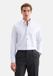 Slim Business Hemd Gestreift Blau 44