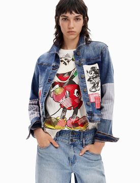 Chaqueta vaquera patch Mickey Mouse, Azul, XS