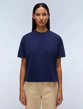 Aurora Pure Cotton Relaxed T-Shirt Dark Navy female - Napapijri - FashionsVida