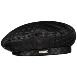 Quilted Leather Beret by - black - Damen - Size: S (54-55 cm)