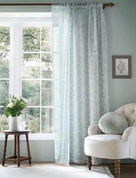 Shepherds Purse Sheer Voile Curtains Light Blue Mix - Laura Ashley - FashionsVida