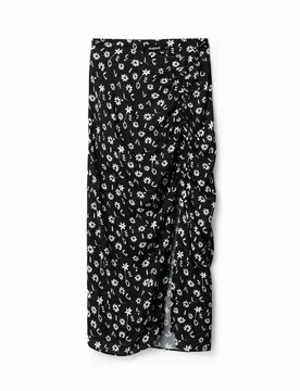 Jupe midi ouverture fleurs BLACK L female - Desigual - FashionsVida