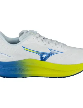 Fortrush Running Shoes White / Ultramarine / Fortune Yellow UK 5.5 Women - Mizuno - FashionsVida