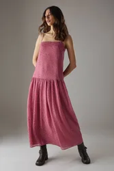 Women's Rose Organza Strappy Tier Maxi Dress Size: 10 - Rose - Size: 10