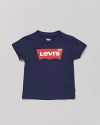 T-shirt Levi's blu mezza manica con logo batwing rosso