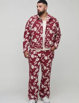 Men's Plus Floral Tapestry Oversized Overshirt Red Size 3X-Large Red 3XL - boohooMAN - FashionsVida
