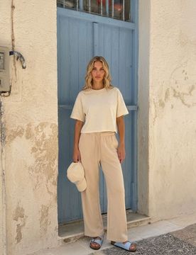 Pantaloni a gamba dritta - nude