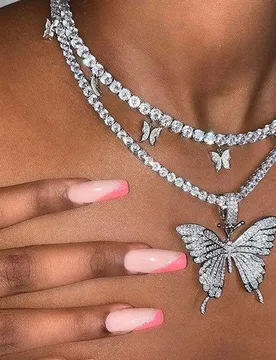 HIBRIDE Big Butterfly Pendant Necklace AAA Cubic Zirconia Chain for Women Bling Tennis Chain Crystal Choker Necklace Jewelry P38 - Aliexpress - FashionsVida