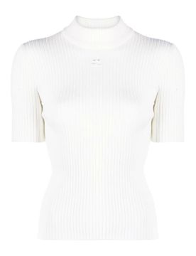 Pullover a collo alto in maglia con costine