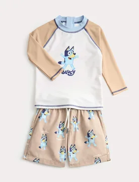 Piece Bluey™ Long Sleeve Swim Set (2-8 Yrs) Brown Mix male - M&S - FashionsVida