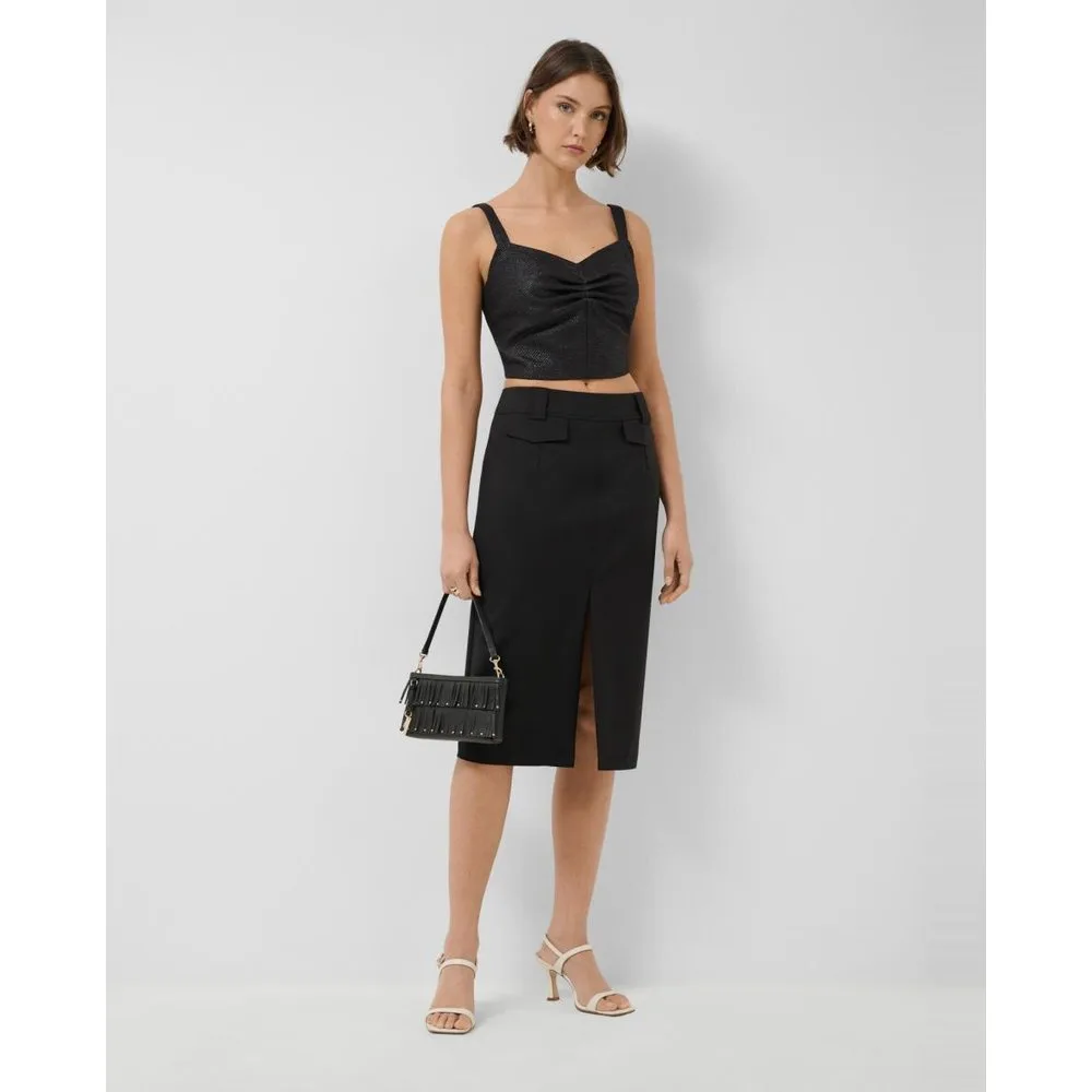 Falda recta midi en tejido técnico - Roberto Verino - FashionsVida