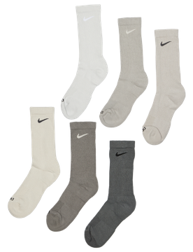 Everyday Cushioned Crew 6 Pack Unisex Socken - Grau - Größe 34 - 38 Grey 34 - 38