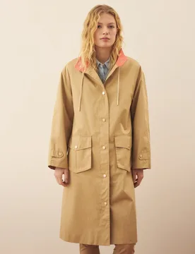 Gabardina larga con contrastes - Southern Cotton - FashionsVida