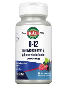 Comprimés B12 Methylcobalamin+adenosylcobalamin 2000mcg 60 Unités - KAL - FashionsVida