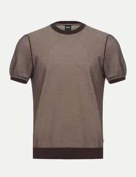 Black Kurzarm- Pullover Gestreift Braun XL - BOSS - FashionsVida