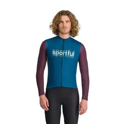 Maglia A Maniche Lunghe Supergiara Logo Thermal Teal Blue / Blue