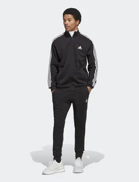 Mens Basic 3-Stripes French Terry Track Suit - Black Cotton - Size 2xl - ADIDAS Sportswear - FashionsVida