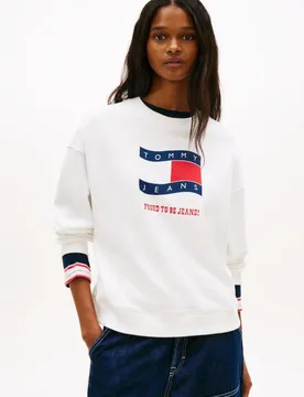Sudadera de mujer cuello redondo boxy fit de - Tommy Jeans - FashionsVida