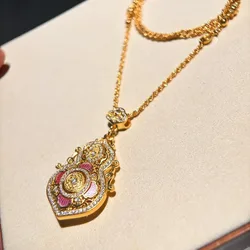 Classic Fashion Crystal Gourd Design Pendant Necklace Women Personalized Stainless Steel Jewelry Necklace Luxury Accessories