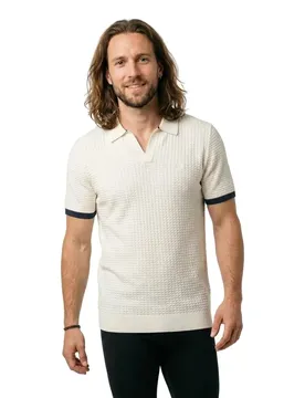 Polo à Manches Courtes Johnny Collar Knitted Classic Cream L